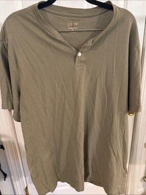 J. Crew Olive Short-Sleeve Henley Tee